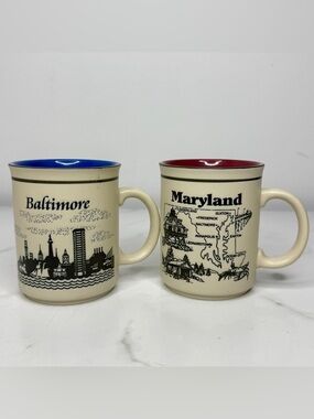 Vtg. Baltimore & Maryland MD Cityscape Skyline Souvenir Coffee Mug Cup Embossed